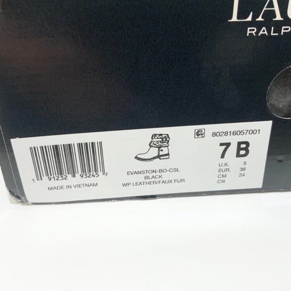 Ralph Lauren Evanston Waterproof Black Leather Winter Warm Fur Moto Boots 7 - Picture 6 of 13